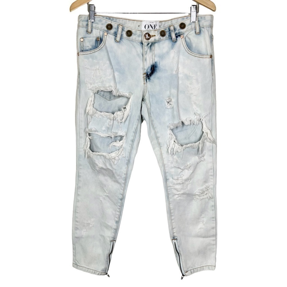 One Teaspoon Womens Trashed Free Birds Low Waist Rigid Skinny Leg Jeans Size 29